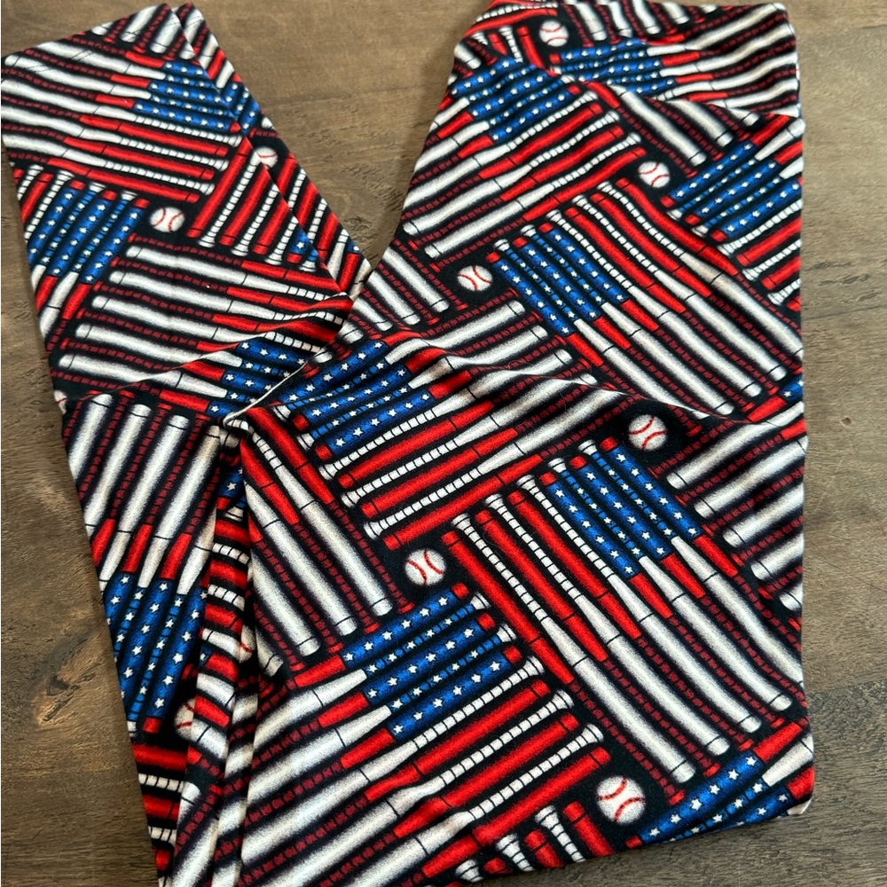 Patriotic Baseball Print One Size Leggings